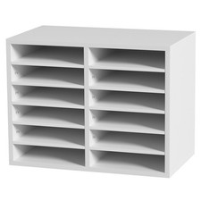 Organisateur de Bureau en Bois Trieur de Documents Blanc 12 Compartiments
