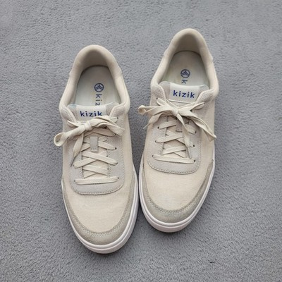 Kizik Sneakers Unisex Mens 9.5 Womens 11 White Lace Up Suede Canvas Comfort Low