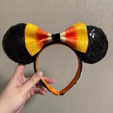 Disney Parks Halloween Candy Corn Minnie Mouse Bow Ears Headband US POST