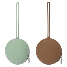 2 Pack Silicone Pacifier Holder Case, Sage/Clay