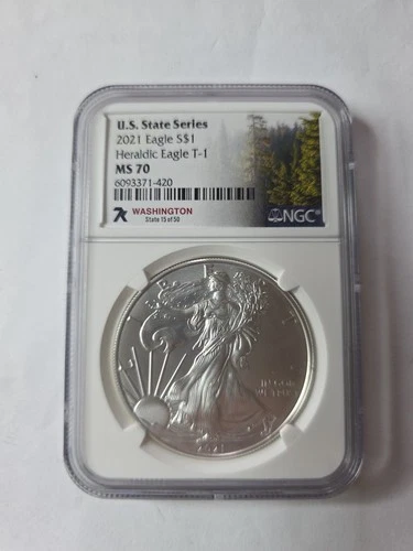2021 7K Metals U.S. State Series American Silver Eagle NGC MS70 - Washington