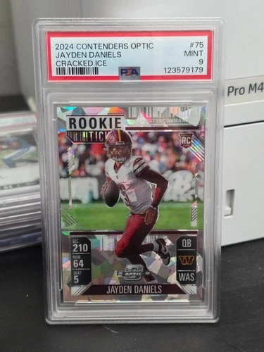 2024 Contenders Optic #75 Jayden Daniels Rookie Ticket CRACKED ICE /22 RC PSA 9