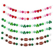 6 Pcs Valentine's Day Decorations 39 ft Valentine Pom Pom Felt Garland