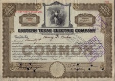 Eastern Texas Electric Company 1924 - Payee Henry Baker