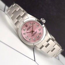 Rolex Oyster Perpetual 25mm Stainless Steel Pink Diamond Dial Watch 67180 10
