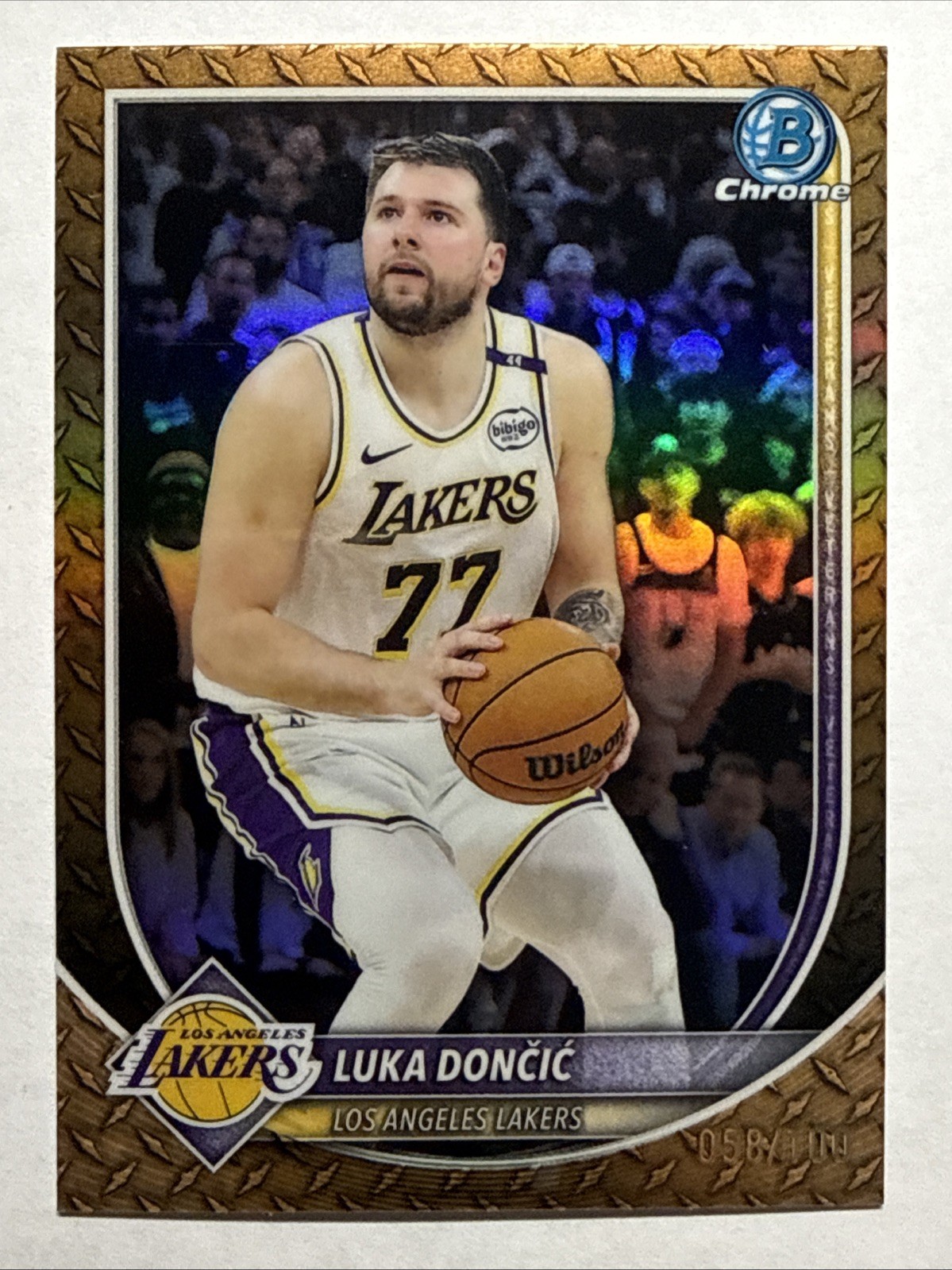 2025-26 Bowman Chrome #BCV-123 Luka Doncic-Steel Metal Refractor-Lakers /100