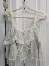 Light Green MABLE top with Lace And Floral Detailing Size Large