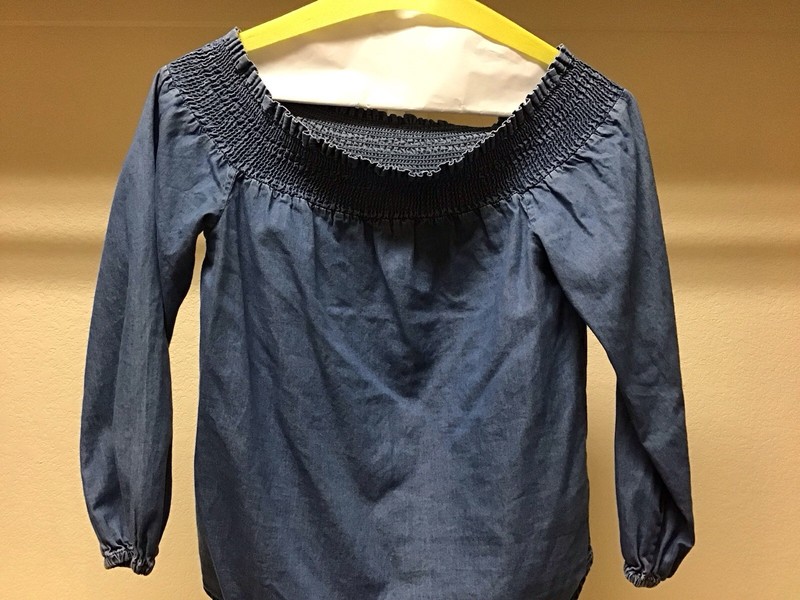 Michael Kors Womens Chambray Denim Ruffle Top XS Summer Chic