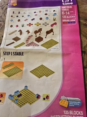 Block Tech Pony Fields Stables 125 Piece  Building Block set  Ages 6 New 