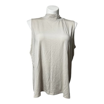 Eileen Fisher Women s 2X Shirt Beige Sleeveless Trendy Stylish Top