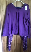 NEW Cuddl Duds Piece Purple Pajamas Size XL Pajama Set Top Bottoms