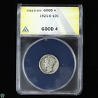 1921-D Mercury Dime ANACS GOOD 4 - Better Date Coin