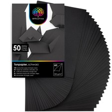 OfficeTree 50 Blatt Tonpapier schwarz DIN A3 130g /m² - Tonkarton Basteln Papier