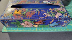 Rare Authentic 20th Century Cloisonné Tissue Box Cover - 10" x 5" - Immaculate C