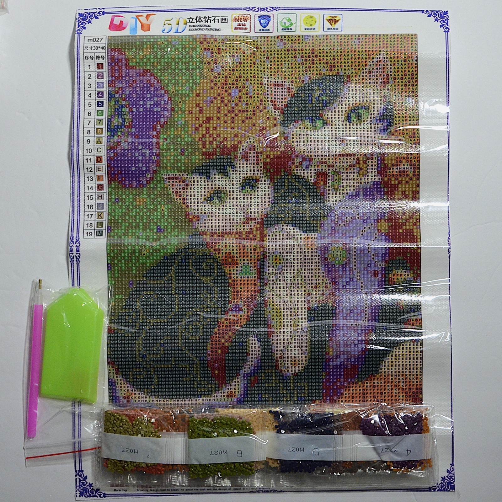 Diamond Painting Kit 30x40cm Two Cats Black White Colorful DIY Art Craft m027