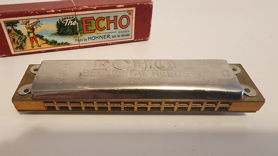 Vintage Hohner THE ECHO Harmonica IN ORIGINAL BOX Rep Of Ireland 'C' - image 2 of 2
