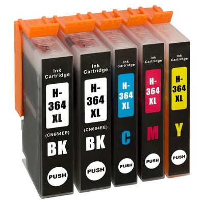 5er Set Druckerpatronen für HP 364 Photosmart e-all-in-one 5510  5514  5522