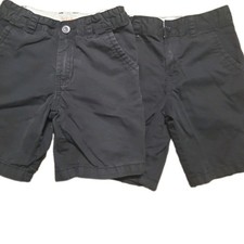 Cat  Jack Boys Black Chino Shorts Size 6 Flat Front Pockets Button Casual