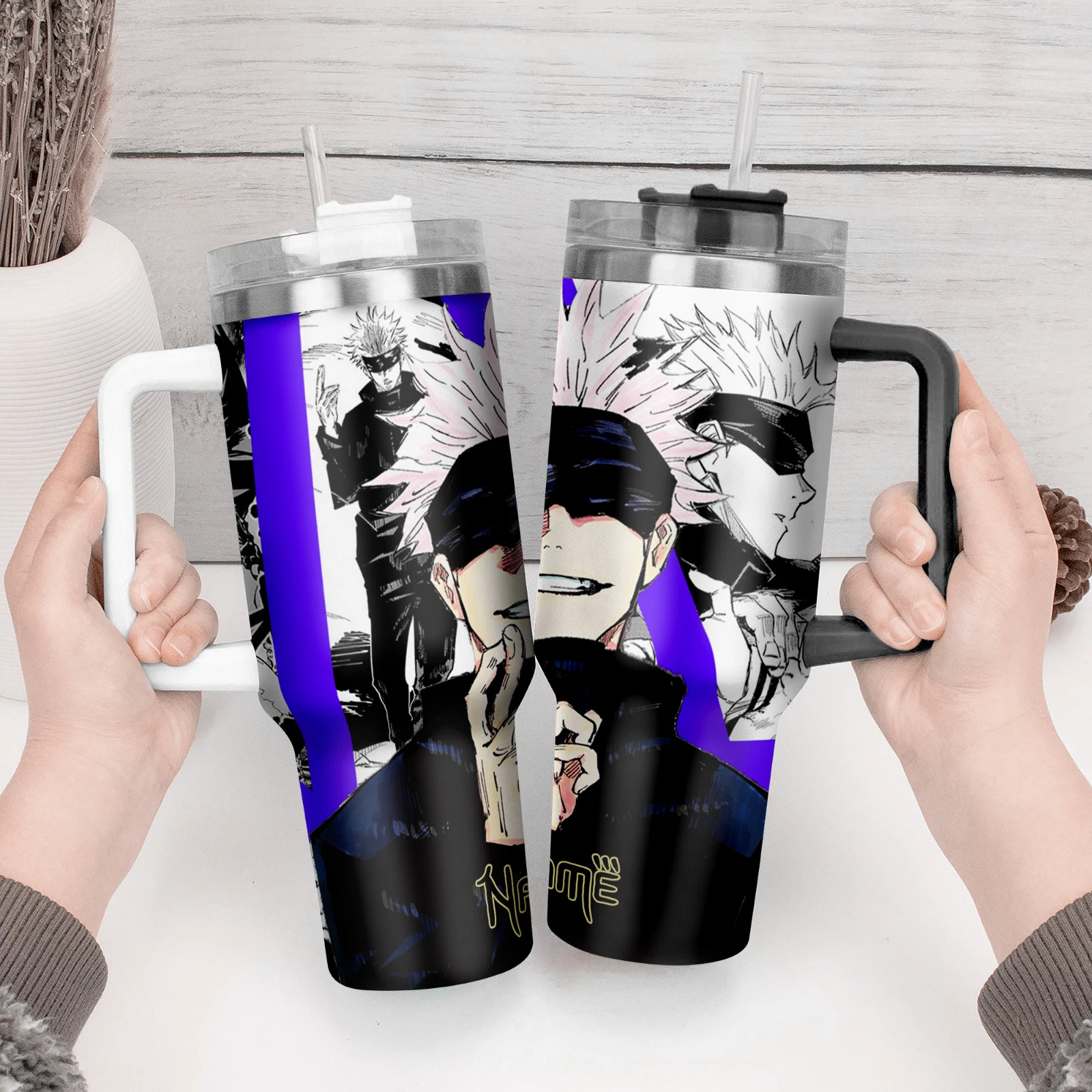 Anime Sorcerer Inspired Custom Tumbler with Handle