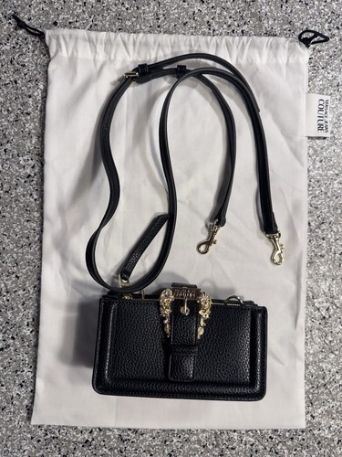 Versace Jeans Couture 75VA4BFY Black Mini Crossbody Bag Gold Buckle Dust Bag