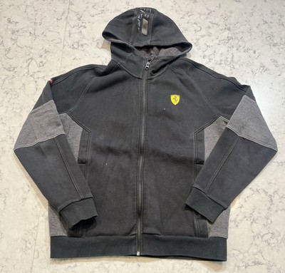 Puma Ferrari Hoodie Full Zip Jacket Black Gray Mens L Scuderia Logo