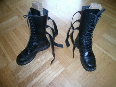 lange schwere Stiefel, schwarzes Leder, Punk, Rock, Gothic, Metal, Biker, 41