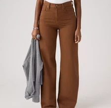 Best Seller LEVI'S Ribcage Wide Leg Women's Jeans - Washed Bison - Brown NEW WIT