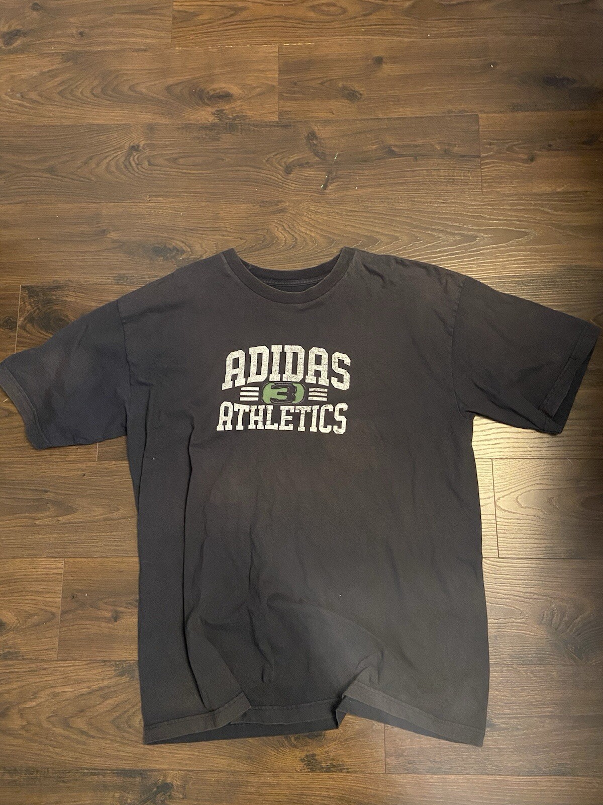 Vintage Retro Y2k Style Adidas Embroidered Black Green White T Shirt Size XL