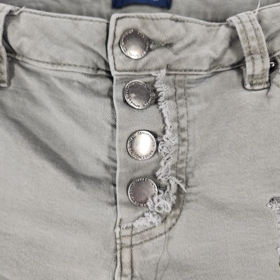 Angel Kiss Army Green Button Up Distressed Shorts Juniors size 5 Inseam 2" - Image 3 of 4