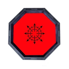 Red Chaos Star Octagon Wooden Dice Tray, Rolling Tray D&D Tabletop Board Games