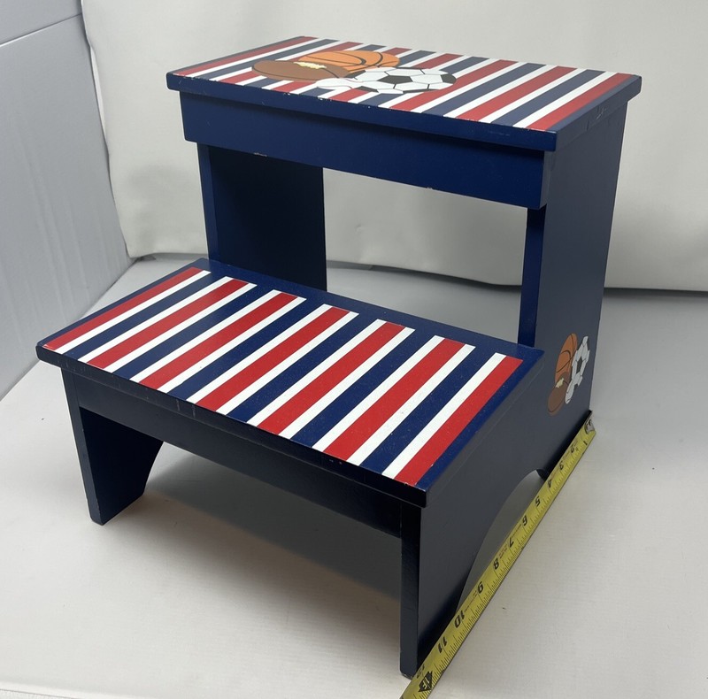 Sports, boys step stool, personalized gifts , bathroom stool , royal blue red