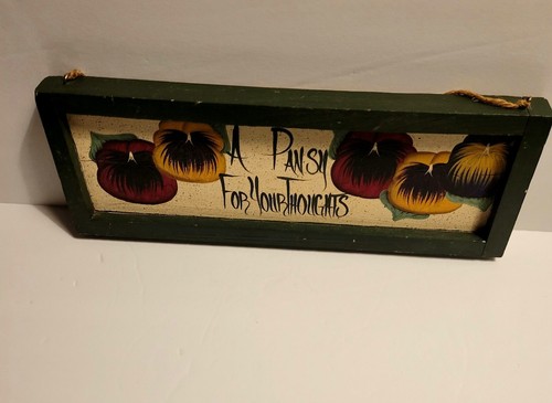 Primitive Farm Folk Art Wooden Wall Hanging Hand Painted Pansy Garden Life Quote - Picture 6 of 10