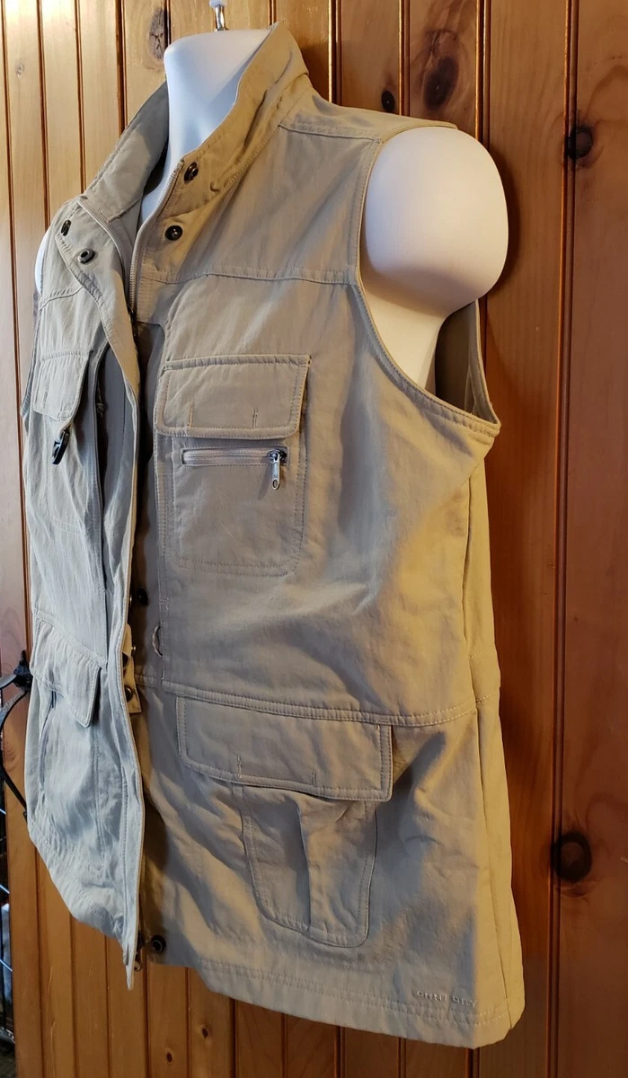 Columbia GRT Utility Fishing Vest Womens Extra Large XL Beige/Tan Full Zip