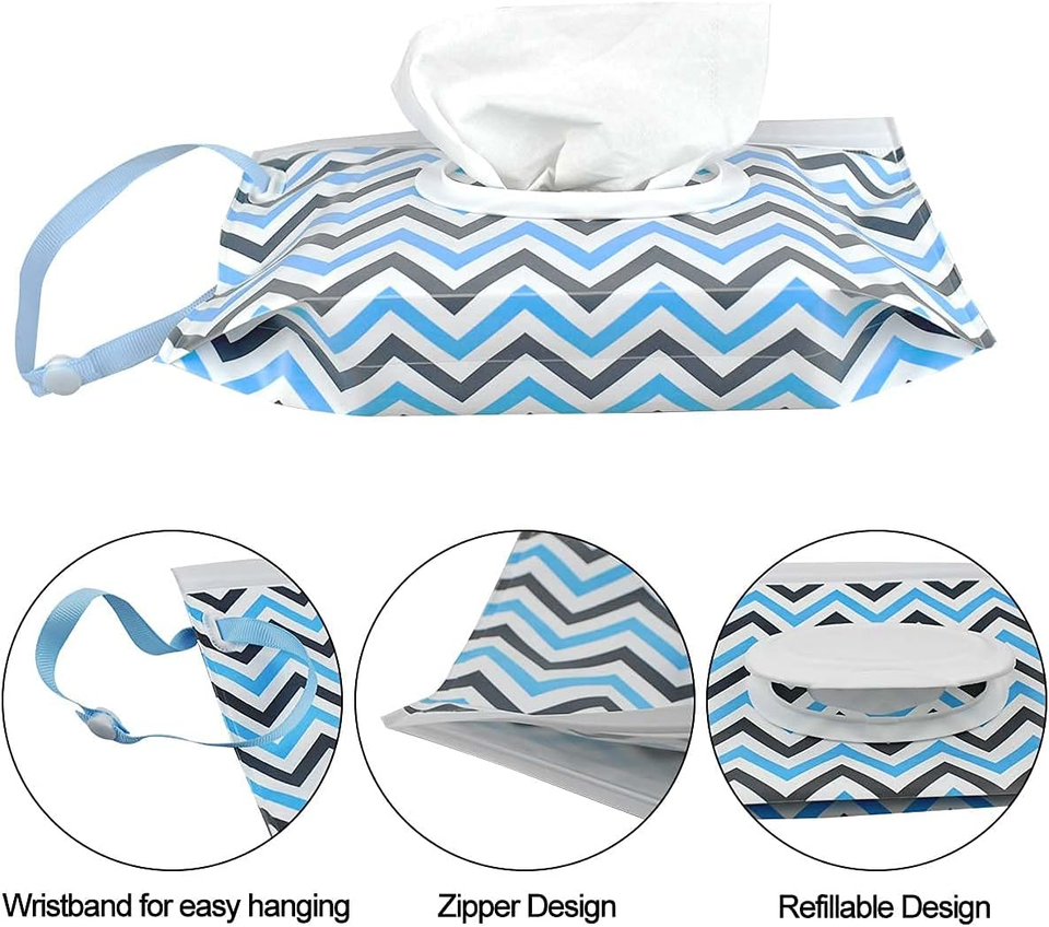UKKQES 4 Pack Baby Wipe Dispenser,Portable Refillable Wipe Holder,Baby