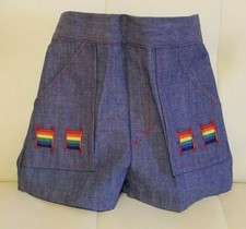 Vintage 1980s Toddler Shorts Kids Donmoor 3T Rainbow Accents Unisex Pride