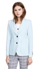 Smythe Powder Blue Women 100% Wool Blazer In Powder Blue Size Usa 6/8 Uk 10/12 