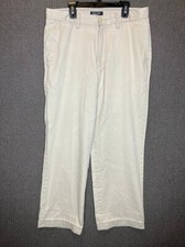 Nautica Clipper Pants Men's 32W 30L Beige Preppy Casual Straight FLAWED