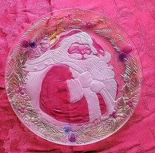 Vintage Glass Santa Platter Pere Noel 13