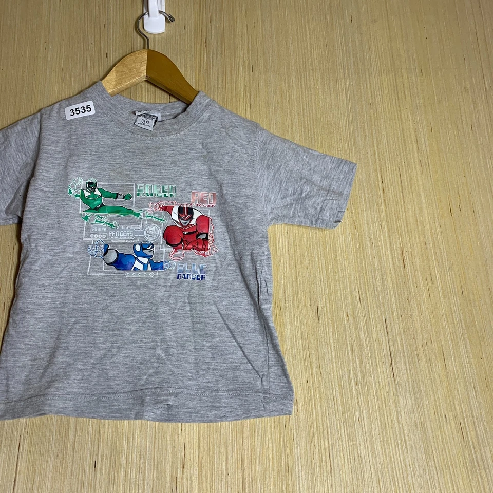 VTG Power Rangers Shirt Youth 3T Grey Short Sleeve Boy's Graphic Print Y2K - Image 3 of 4