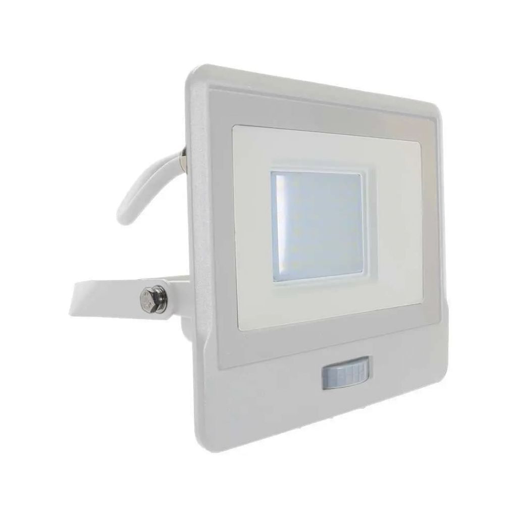 1 pz 30W LED PIR Sensor Floodlight Samsung Chip White Body 4000K 1m Cable