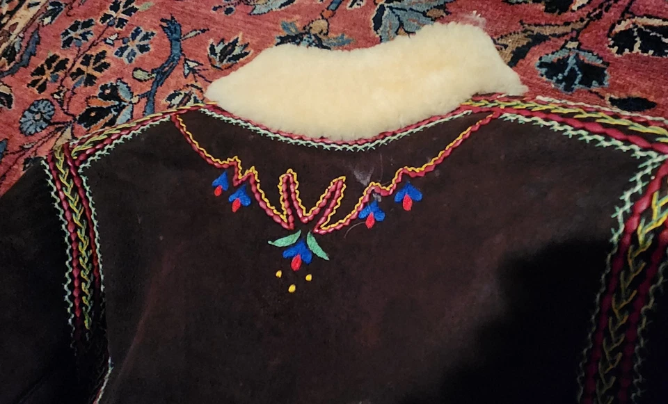 Винтажный 1970-х меха на Max стриженный мех вышитое пальто - Изображение 4 из 4