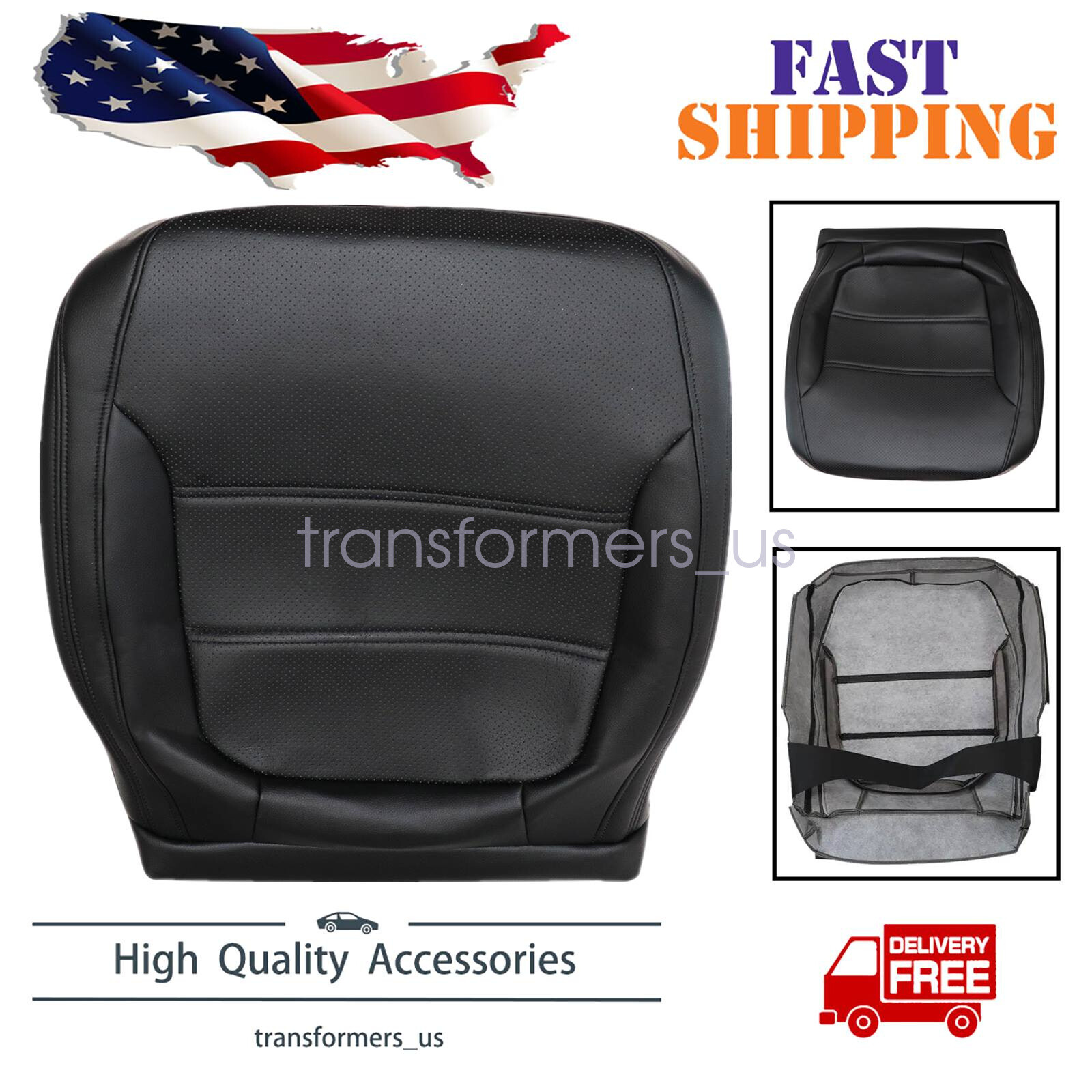For 2011 2012 VW Jetta Front Driver Side Bottom Leather Seat Cover Black QR