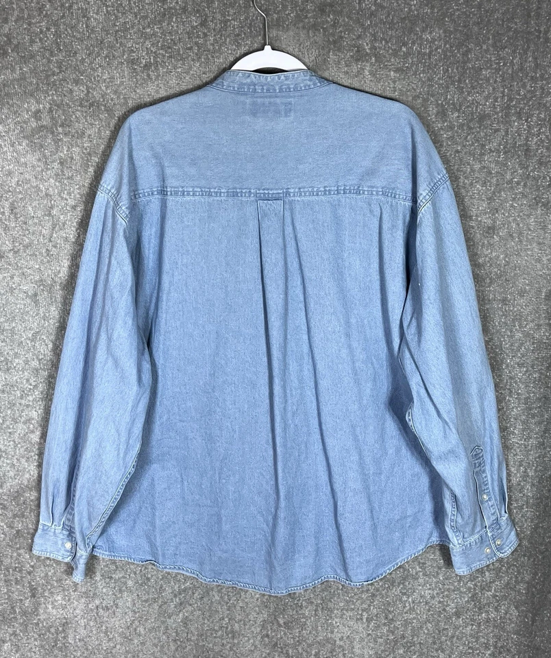 Vintage Croft & Barrow Denim Button Up Shirt Mens Size XXL Blue Long Sleeve - Image 2 of 4