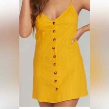 SHOW ME YOUR MUMu Remington Sundress with Front Buttons Size Large Linen Blend 