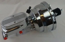 New 8" Chrome Dual Diaphragm Brake Booster and Chrome Finned Cap Master Cylinder