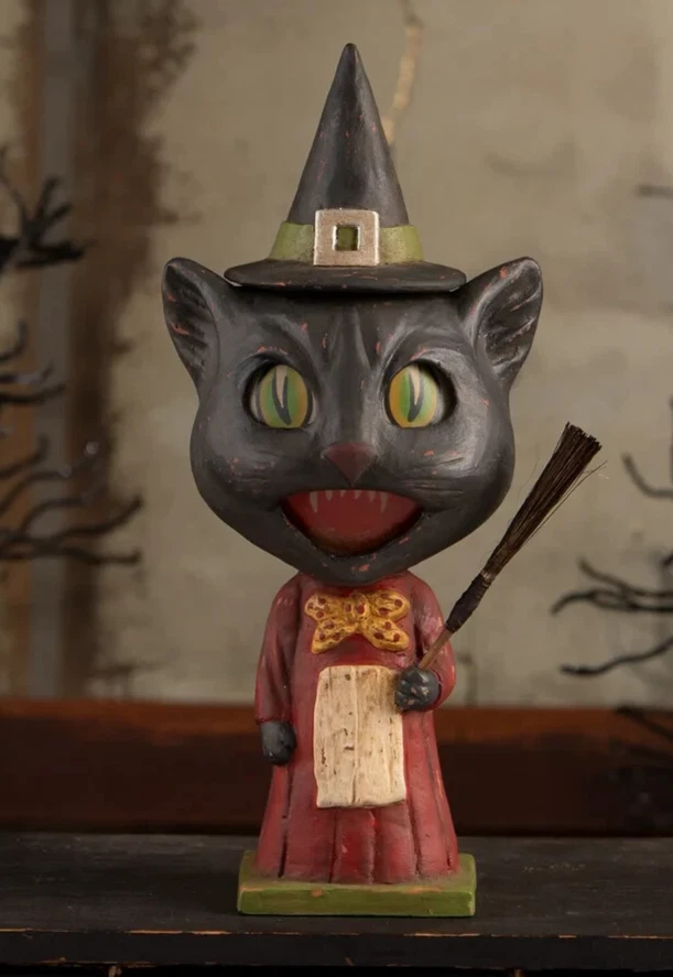 Bethany Lowe Halloween Catrina Whisker Black Cat Witch-Dashing Peter Pumpkinhead - Image 3 of 3