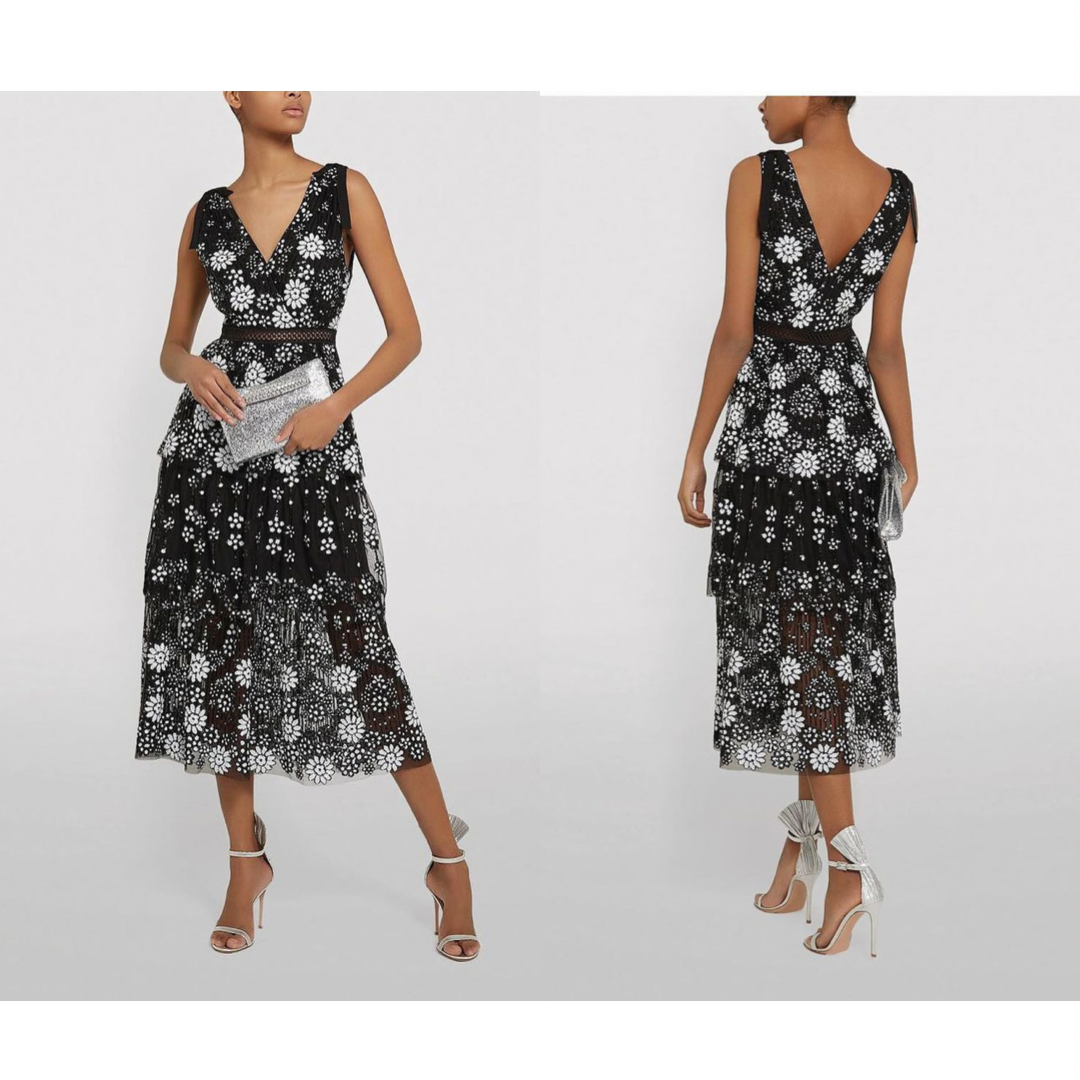 self portrait floral sequin dress