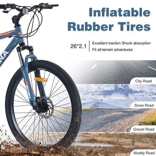 ZUKKA 26 inch Mountain Bike 21-Speed Dual Suspension Aluminum Alloy Frame - Picture 23 of 39