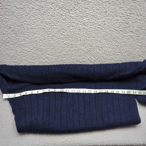 Eddie Bauer Mens Navy Ribbed Knit Crewneck Jumper Sweater Medium M 70% Wool - Picture 10 of 11