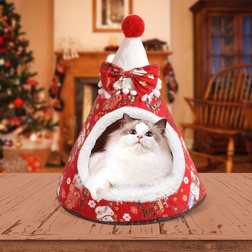 Cojín extraíble para casa de tienda cubierta cerrada cama cueva gato mascota para gatos cachorro - Imagen 1 de 11